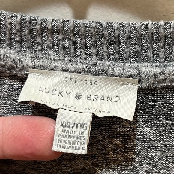 Lucky Brand Marled Heather Gray Deep V-Neck Pullover Sweater Sz XXL - Picture 10 of 11